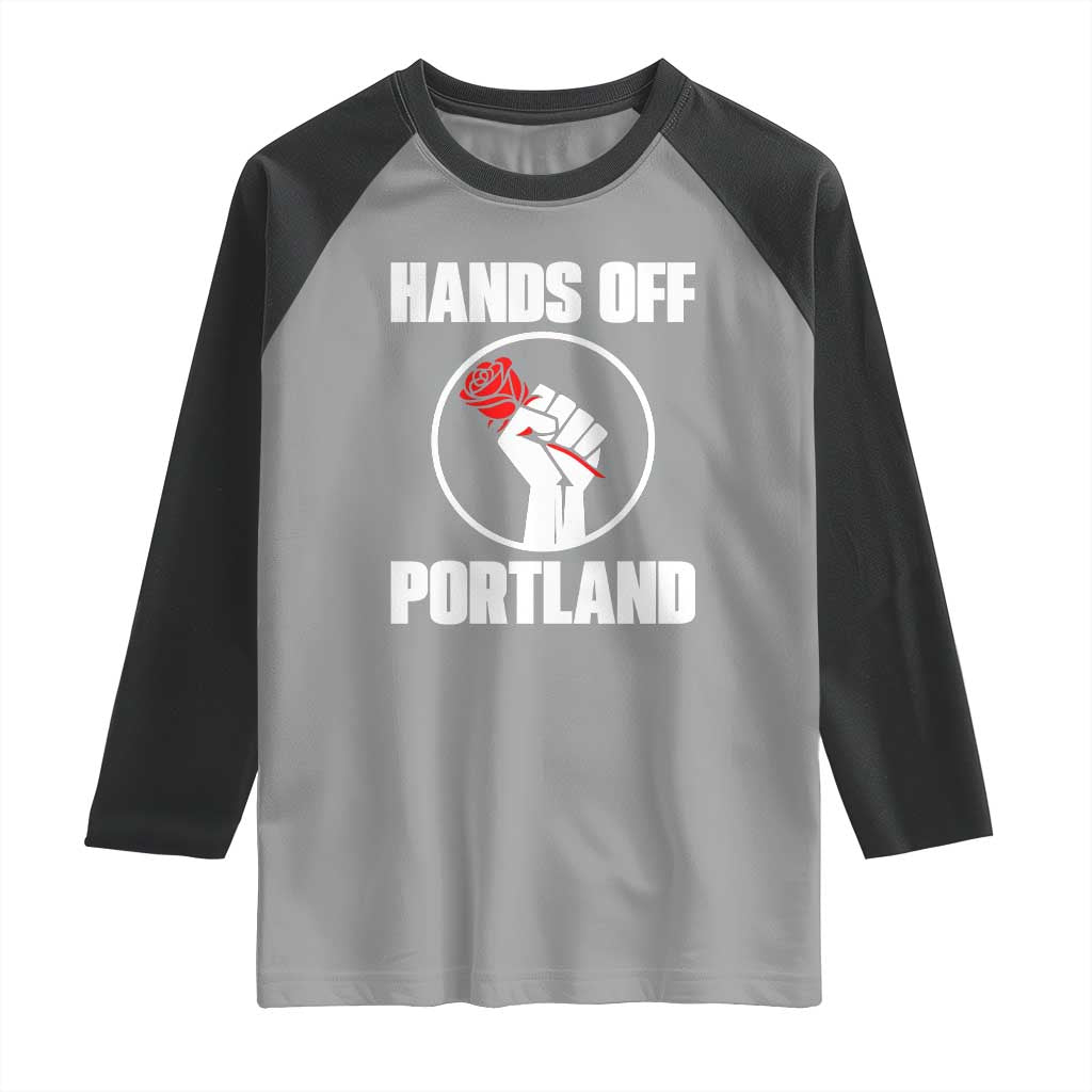 Hands Off Portland Raglan Shirt Rose Fist Oregon Freedom Fighter - Wonder Print Shop