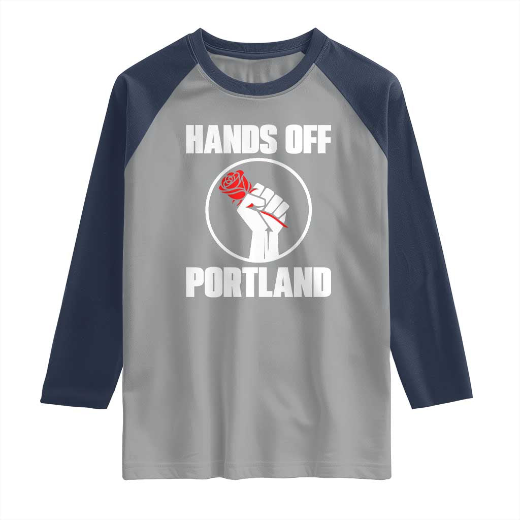 Hands Off Portland Raglan Shirt Rose Fist Oregon Freedom Fighter - Wonder Print Shop