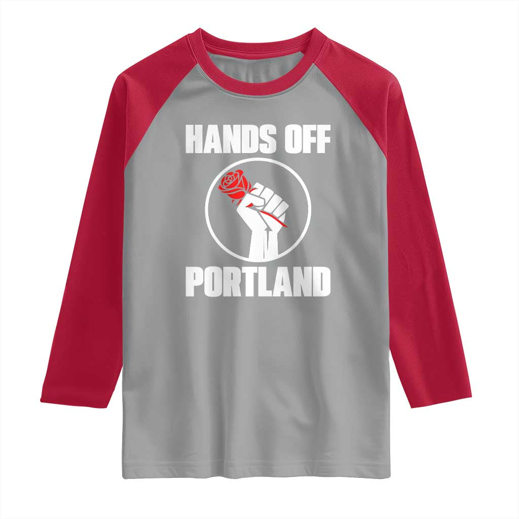 Hands Off Portland Raglan Shirt Rose Fist Oregon Freedom Fighter - Wonder Print Shop