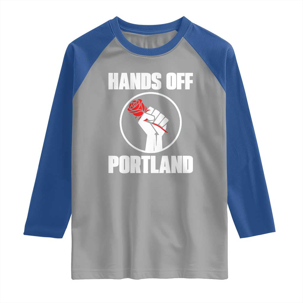 Hands Off Portland Raglan Shirt Rose Fist Oregon Freedom Fighter - Wonder Print Shop