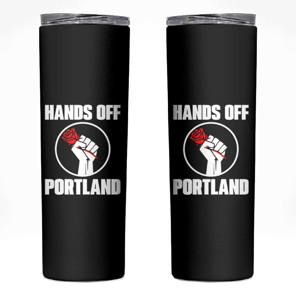 Hands Off Portland Skinny Tumbler Rose Fist Oregon Freedom Fighter - Wonder Print Shop