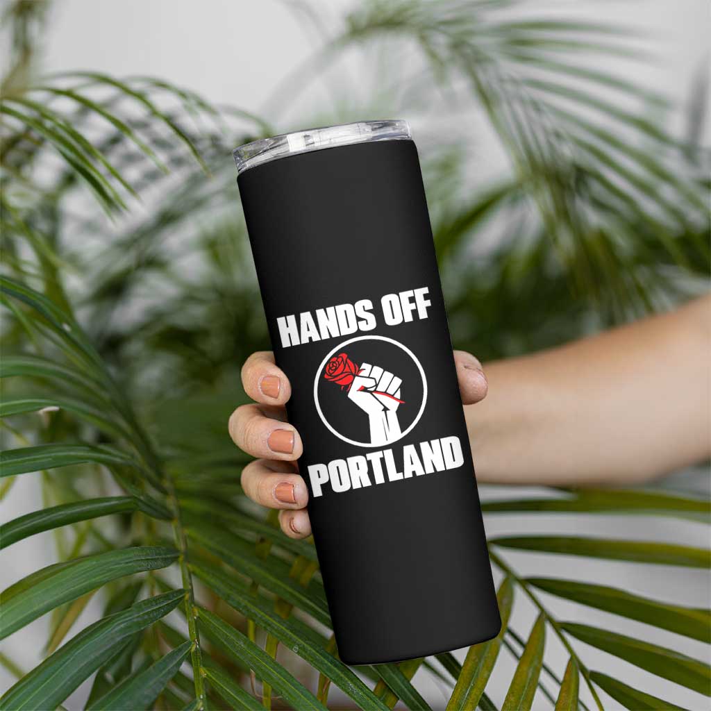 Hands Off Portland Skinny Tumbler Rose Fist Oregon Freedom Fighter - Wonder Print Shop