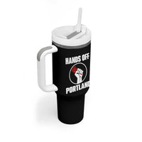 Hands Off Portland Tumbler With Handle Rose Fist Oregon Freedom Fighter - Wonder Print Shop
