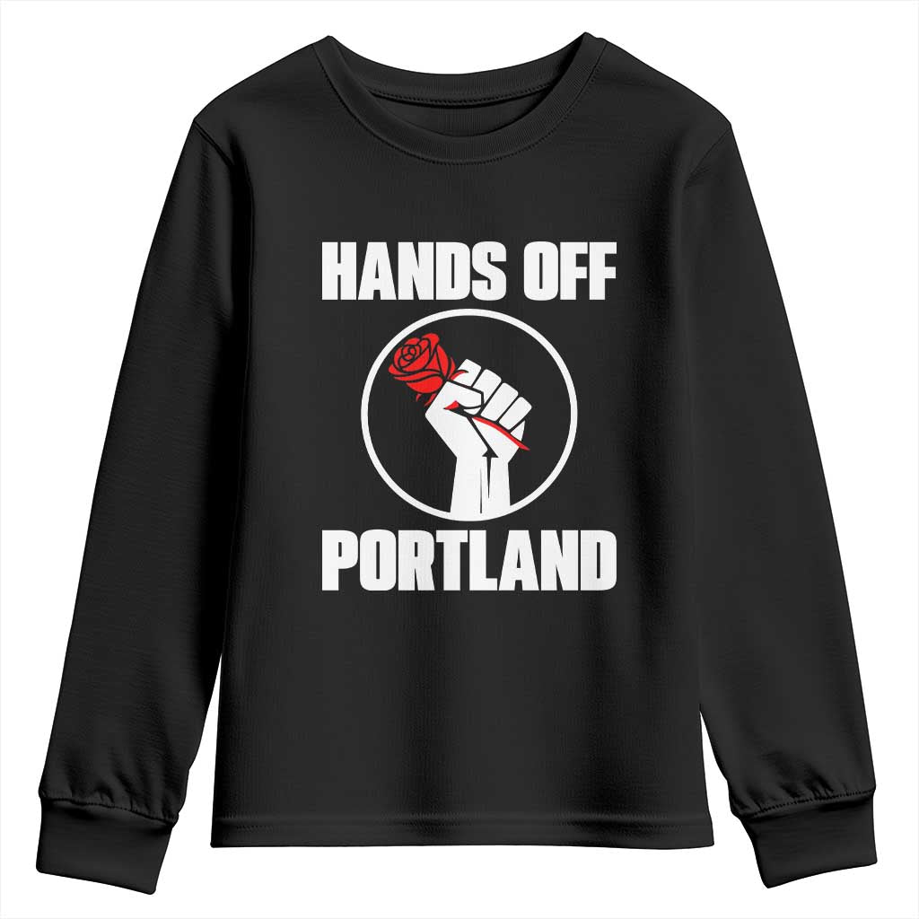Hands Off Portland Youth Sweatshirt Rose Fist Oregon Freedom Fighter - Wonder Print Shop
