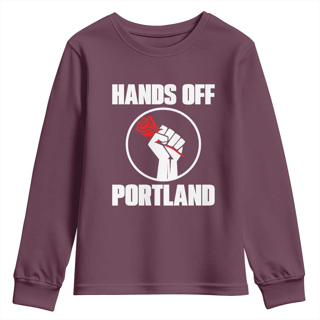 Hands Off Portland Youth Sweatshirt Rose Fist Oregon Freedom Fighter - Wonder Print Shop