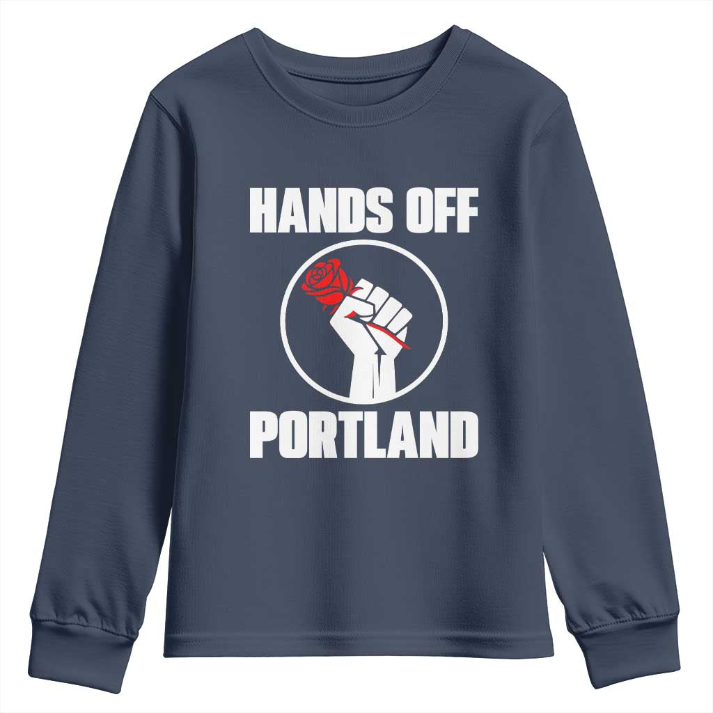 Hands Off Portland Youth Sweatshirt Rose Fist Oregon Freedom Fighter - Wonder Print Shop