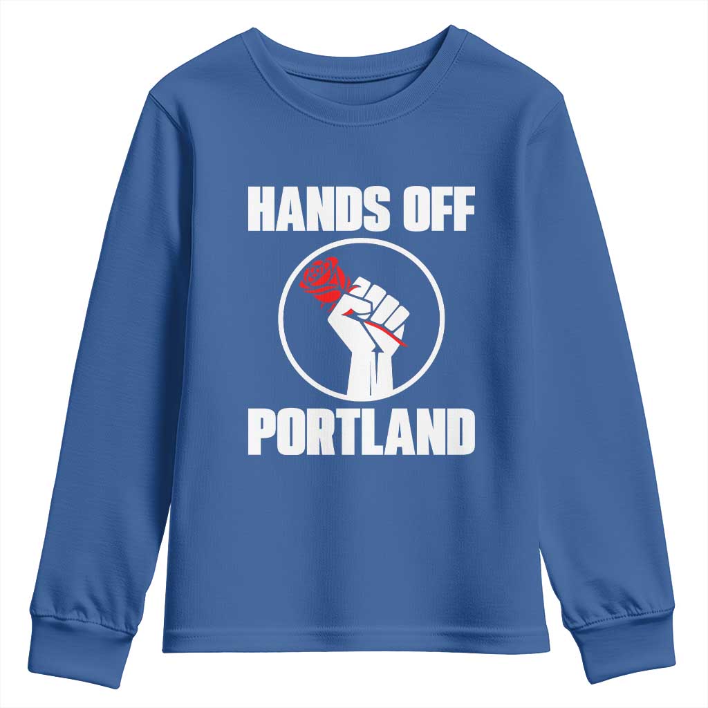 Hands Off Portland Youth Sweatshirt Rose Fist Oregon Freedom Fighter - Wonder Print Shop