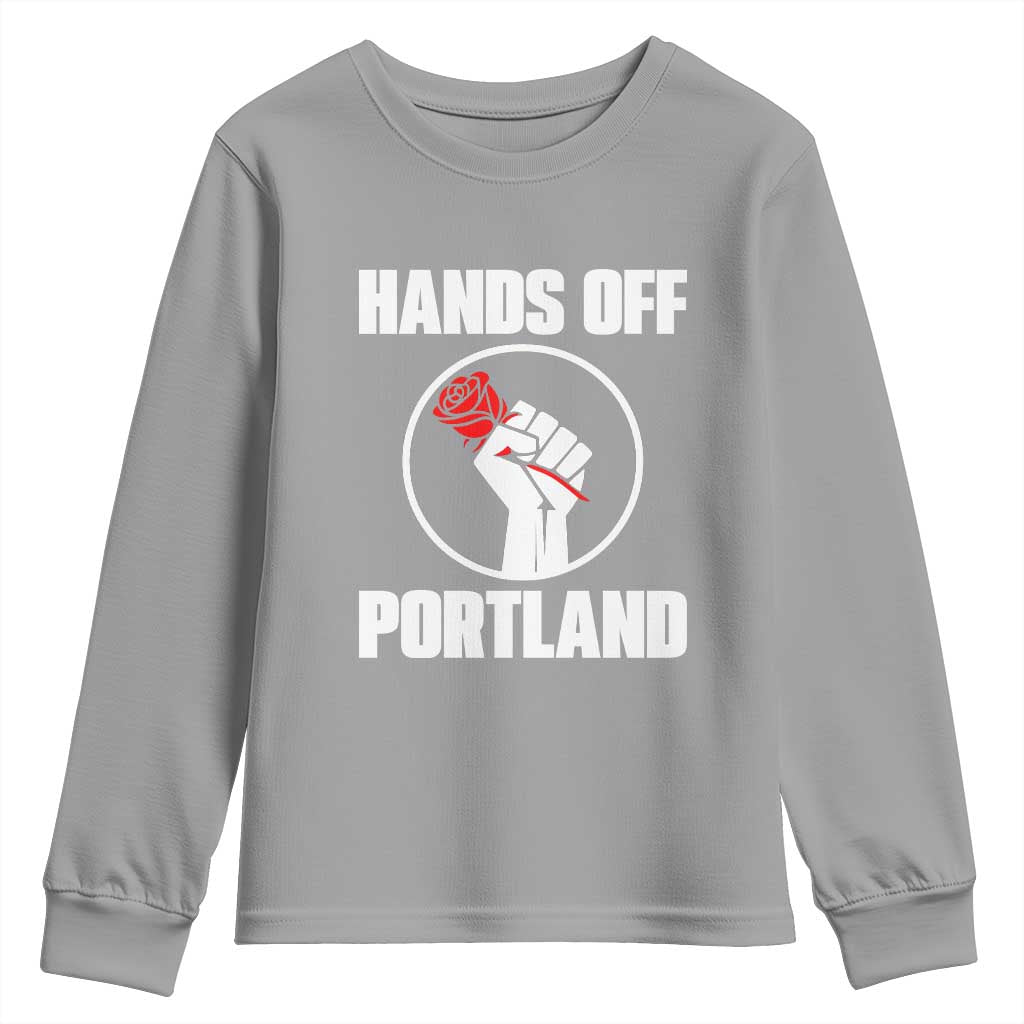Hands Off Portland Youth Sweatshirt Rose Fist Oregon Freedom Fighter - Wonder Print Shop