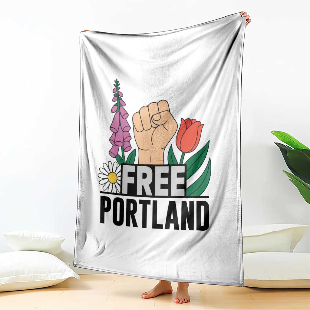 Free Portland Raised Fist Throw Blanket Patriotic Oregon Freedom Floral Justice - Wonder Print Shop