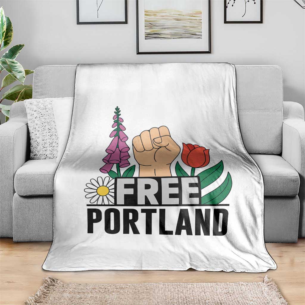 Free Portland Raised Fist Throw Blanket Patriotic Oregon Freedom Floral Justice - Wonder Print Shop