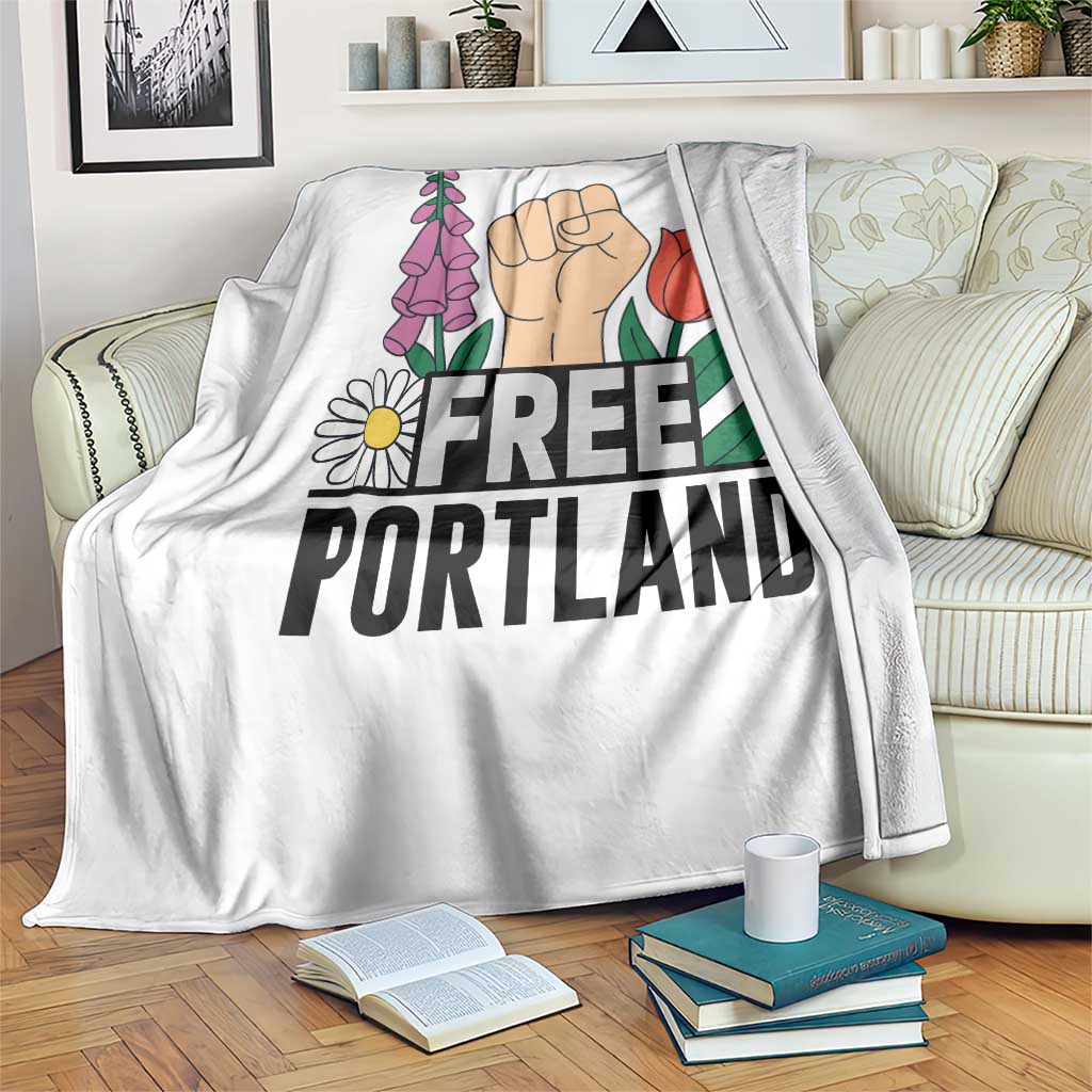 Free Portland Raised Fist Throw Blanket Patriotic Oregon Freedom Floral Justice - Wonder Print Shop