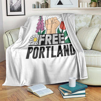 Free Portland Raised Fist Throw Blanket Patriotic Oregon Freedom Floral Justice - Wonder Print Shop