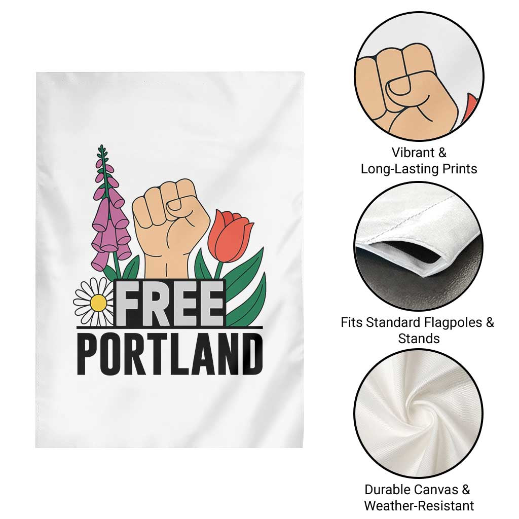 Free Portland Raised Fist Garden Flag Patriotic Oregon Freedom Floral Justice - Wonder Print Shop