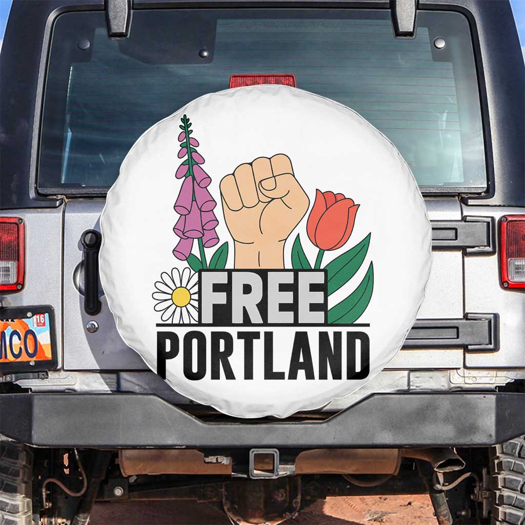 Free Portland Raised Fist Spare Tire Cover Patriotic Oregon Freedom Floral Justice - Wonder Print Shop