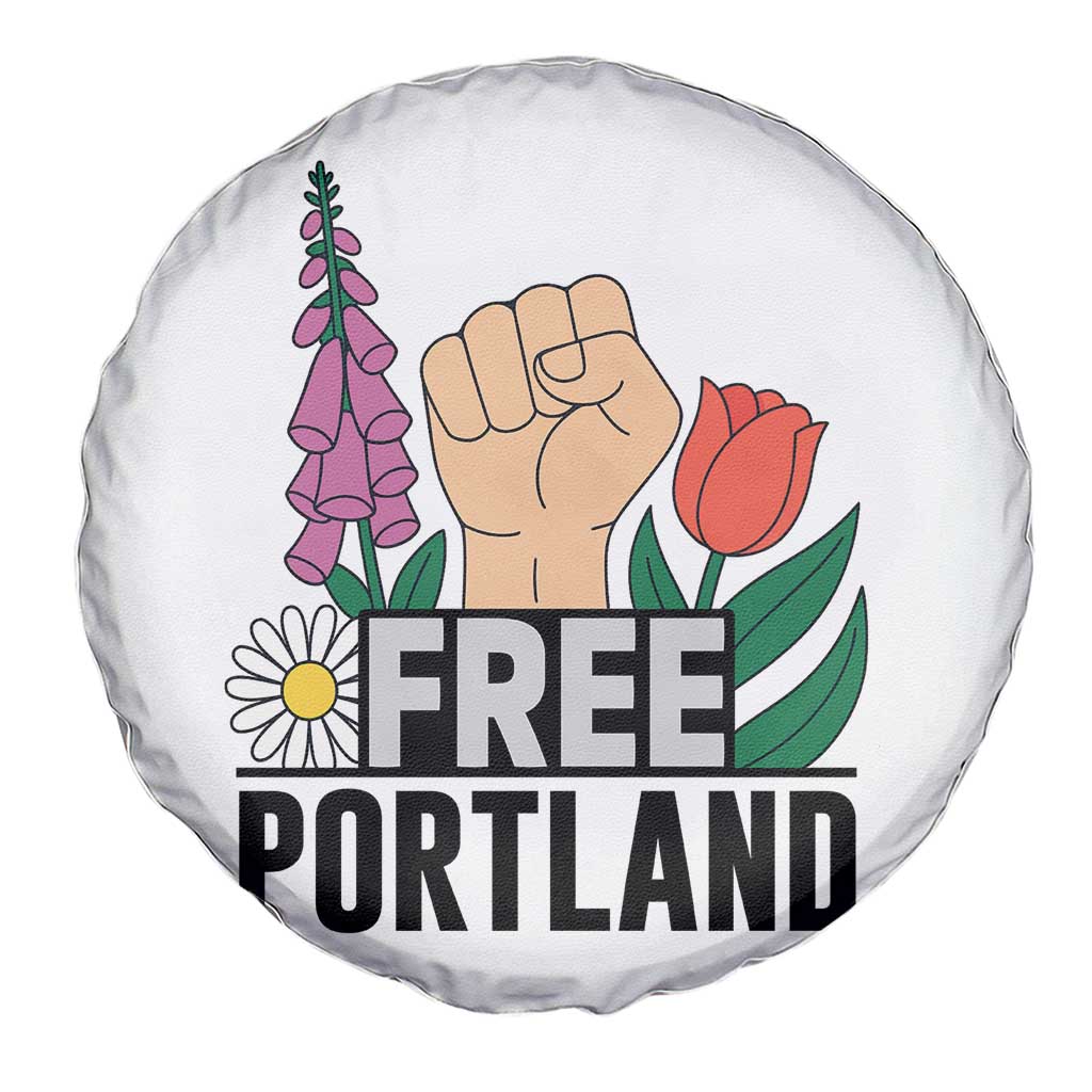 Free Portland Raised Fist Spare Tire Cover Patriotic Oregon Freedom Floral Justice - Wonder Print Shop