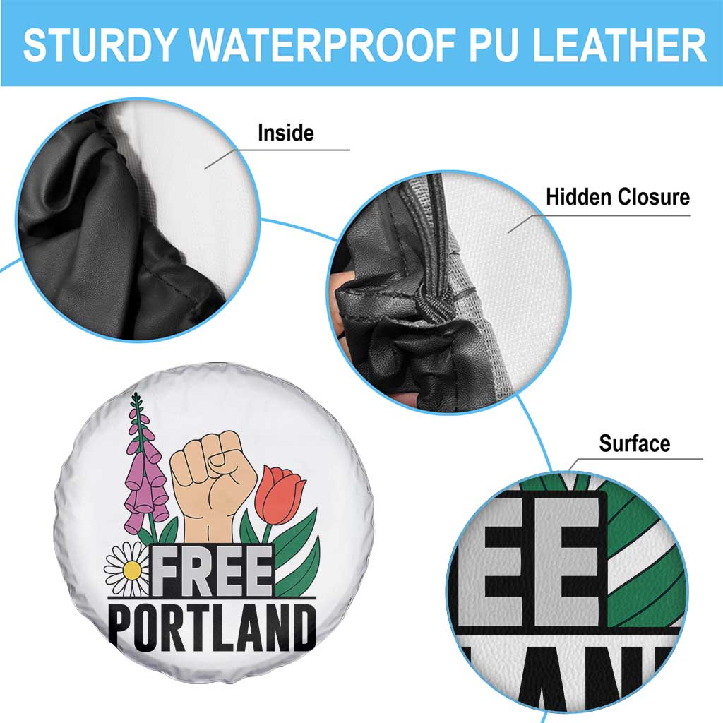 Free Portland Raised Fist Spare Tire Cover Patriotic Oregon Freedom Floral Justice - Wonder Print Shop