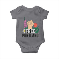Free Portland Raised Fist Baby Onesie Patriotic Oregon Freedom Floral Justice - Wonder Print Shop