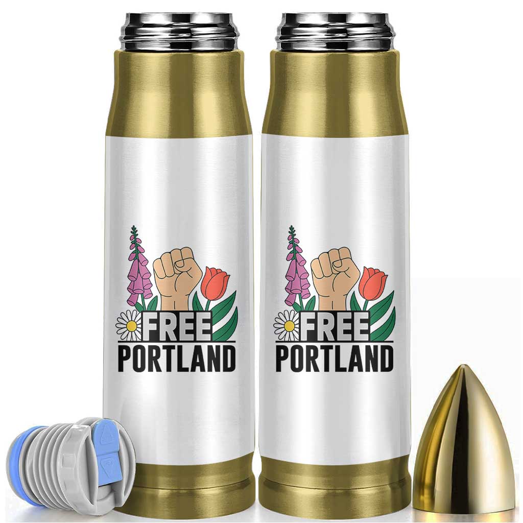 Free Portland Raised Fist Bullet Tumbler Patriotic Oregon Freedom Floral Justice - Wonder Print Shop