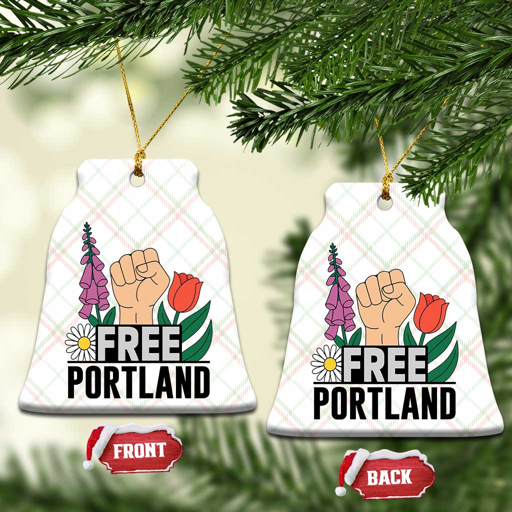 Free Portland Raised Fist Ceramic Ornament Patriotic Oregon Freedom Floral Justice - Wonder Print Shop