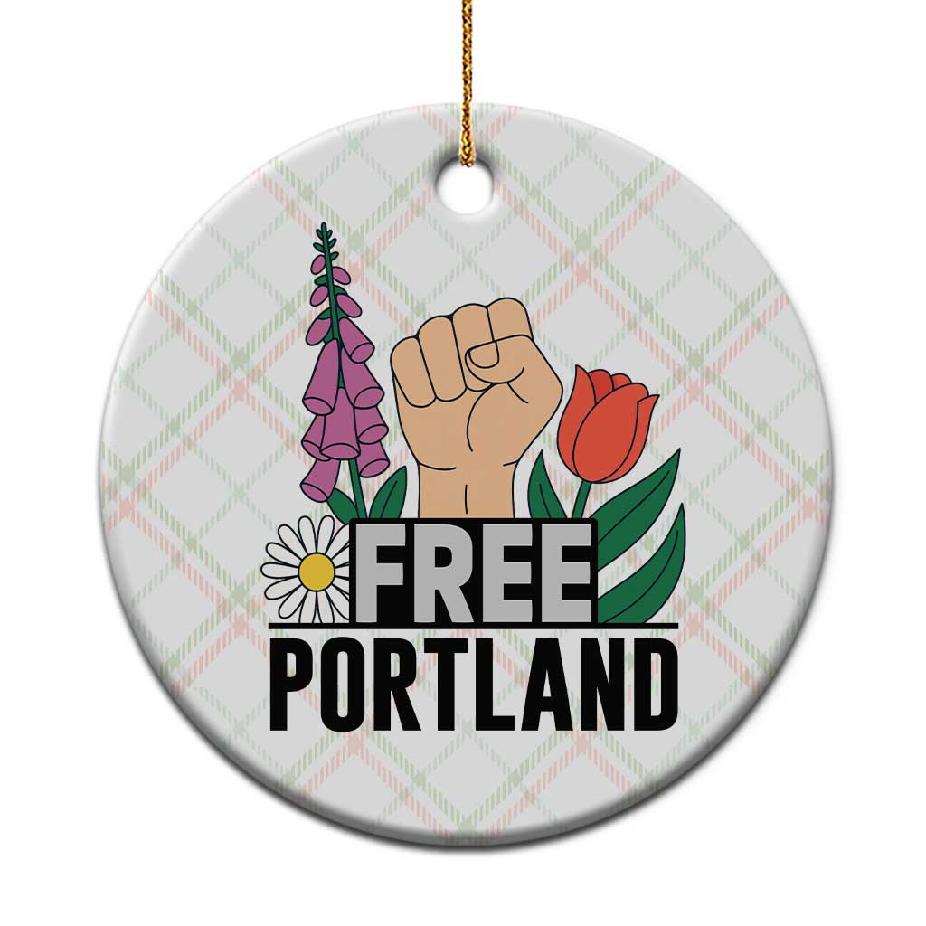 Free Portland Raised Fist Ceramic Ornament Patriotic Oregon Freedom Floral Justice - Wonder Print Shop