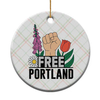 Free Portland Raised Fist Ceramic Ornament Patriotic Oregon Freedom Floral Justice - Wonder Print Shop