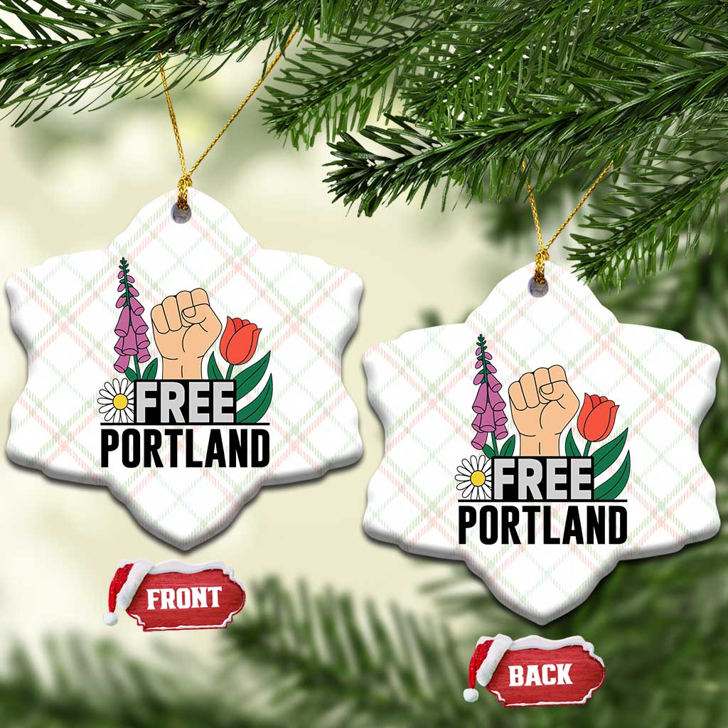 Free Portland Raised Fist Ceramic Ornament Patriotic Oregon Freedom Floral Justice - Wonder Print Shop