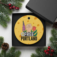 Free Portland Raised Fist Ceramic Ornament Patriotic Oregon Freedom Floral Justice - Wonder Print Shop