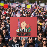 Free Portland Raised Fist Protest Sign Patriotic Oregon Freedom Floral Justice - Wonder Print Shop