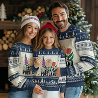Free Portland Raised Fist Ugly Christmas Sweater Patriotic Oregon Freedom Floral Justice - Wonder Print Shop