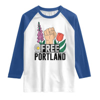 Free Portland Raised Fist Raglan Shirt Patriotic Oregon Freedom Floral Justice - Wonder Print Shop