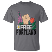 Free Portland Raised Fist T Shirt Patriotic Oregon Freedom Floral Justice - Wonder Print Shop