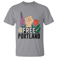 Free Portland Raised Fist T Shirt Patriotic Oregon Freedom Floral Justice - Wonder Print Shop