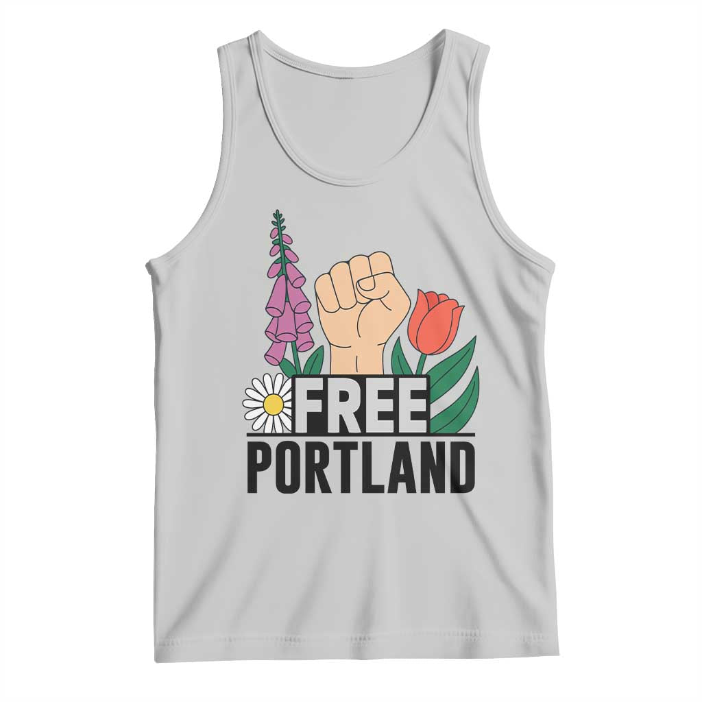 Free Portland Raised Fist Tank Top Patriotic Oregon Freedom Floral Justice - Wonder Print Shop