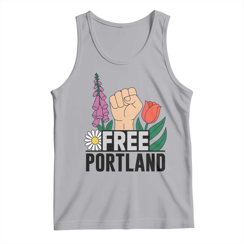 Free Portland Raised Fist Tank Top Patriotic Oregon Freedom Floral Justice - Wonder Print Shop