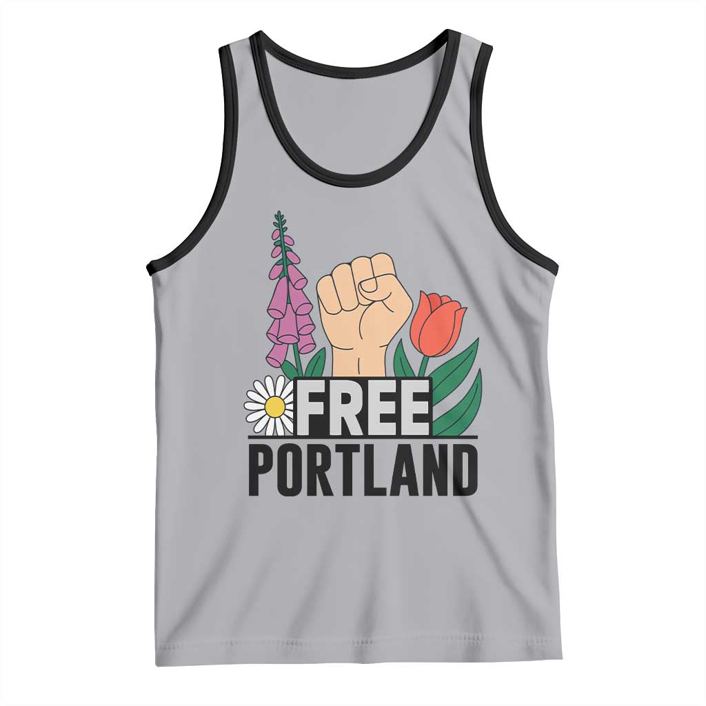 Free Portland Raised Fist Tank Top Patriotic Oregon Freedom Floral Justice - Wonder Print Shop