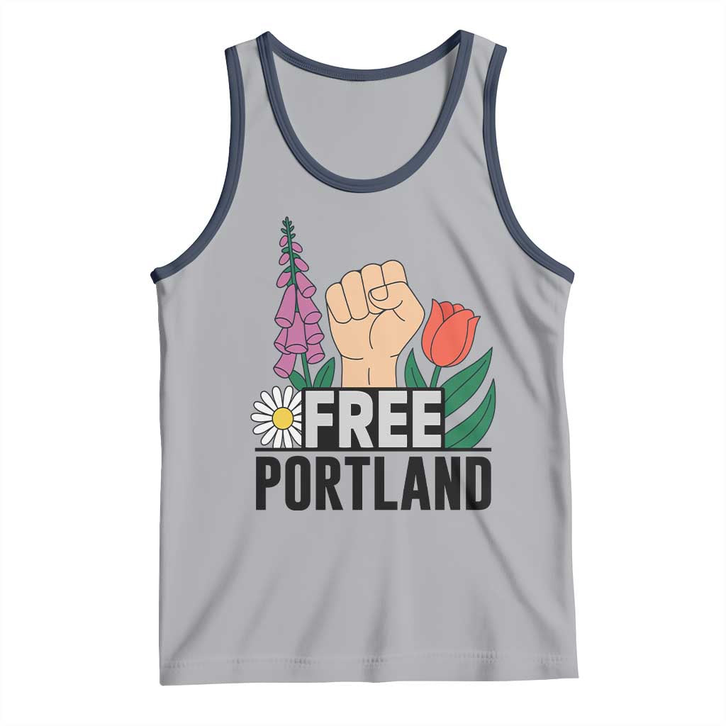 Free Portland Raised Fist Tank Top Patriotic Oregon Freedom Floral Justice - Wonder Print Shop