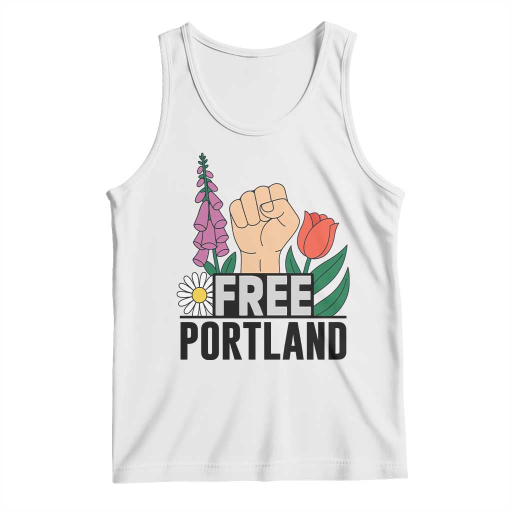 Free Portland Raised Fist Tank Top Patriotic Oregon Freedom Floral Justice - Wonder Print Shop