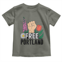 Free Portland Raised Fist Toddler T Shirt Patriotic Oregon Freedom Floral Justice - Wonder Print Shop