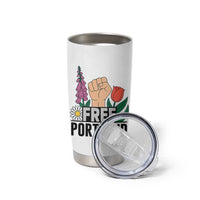 Free Portland Raised Fist Tumbler Cup Patriotic Oregon Freedom Floral Justice - Wonder Print Shop