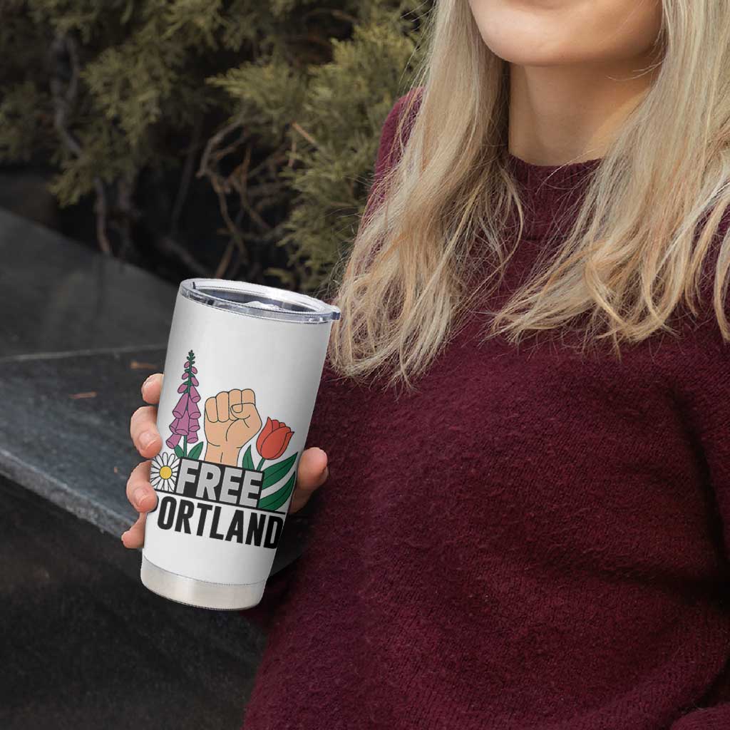 Free Portland Raised Fist Tumbler Cup Patriotic Oregon Freedom Floral Justice - Wonder Print Shop