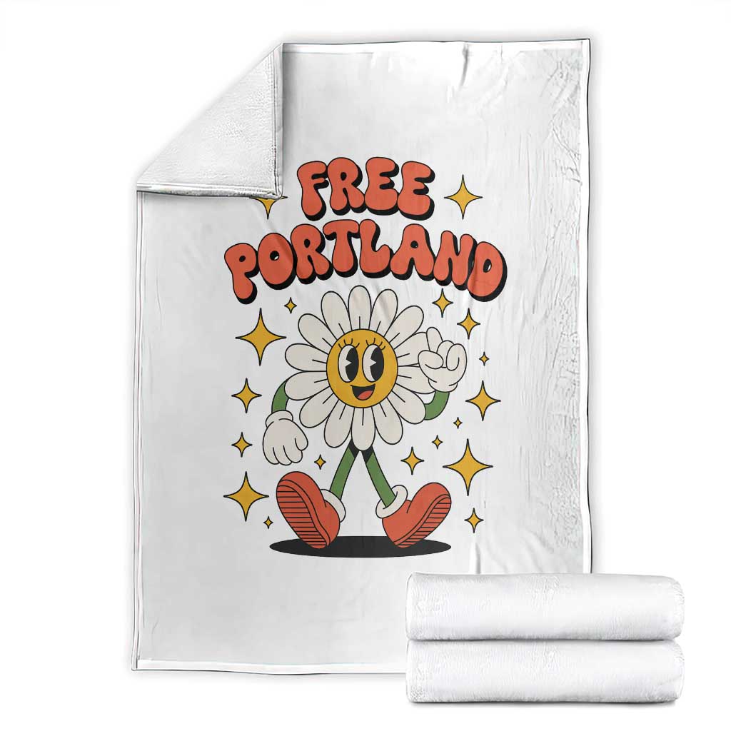 Retro Daisy Free Portland Throw Blanket Oregon Freedom Fighter Flower Groovy Graphic - Wonder Print Shop