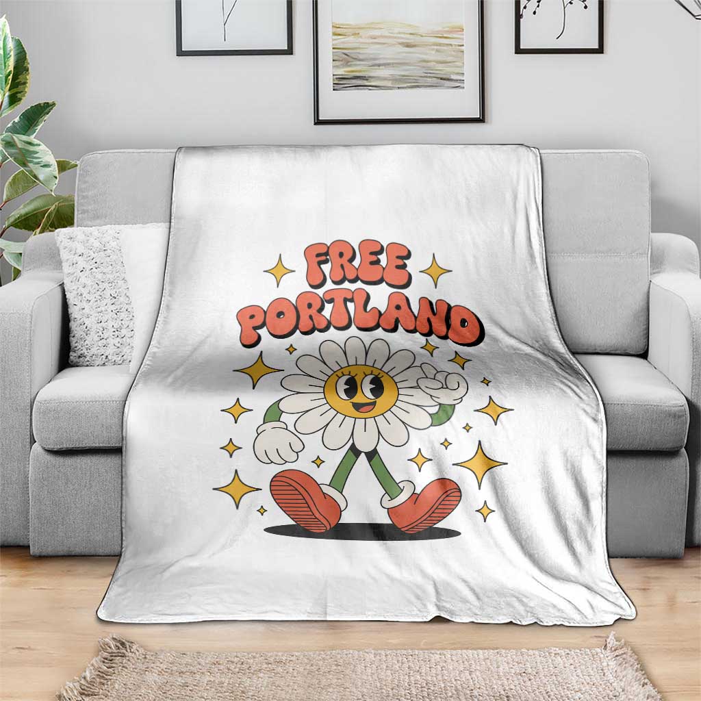 Retro Daisy Free Portland Throw Blanket Oregon Freedom Fighter Flower Groovy Graphic - Wonder Print Shop