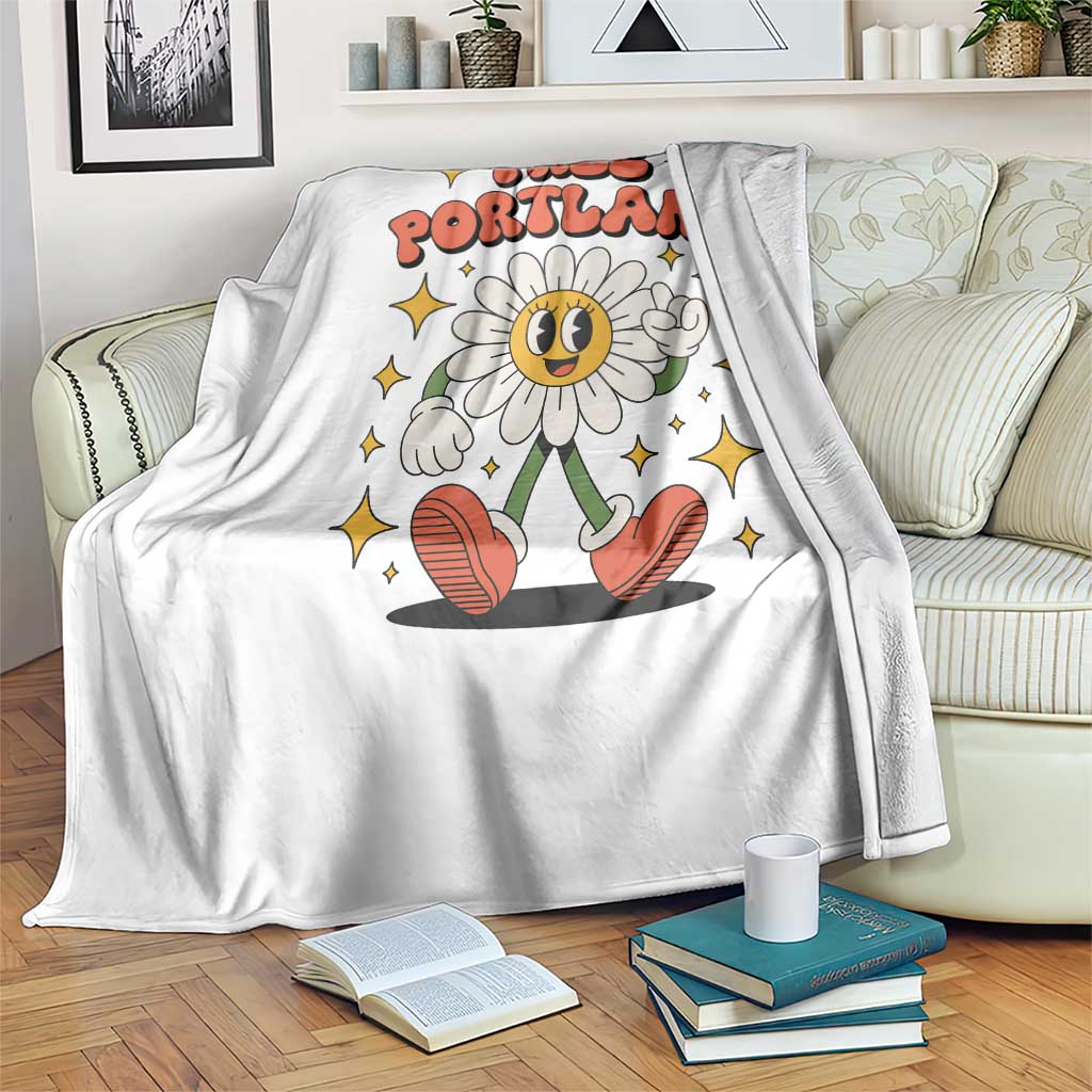 Retro Daisy Free Portland Throw Blanket Oregon Freedom Fighter Flower Groovy Graphic - Wonder Print Shop