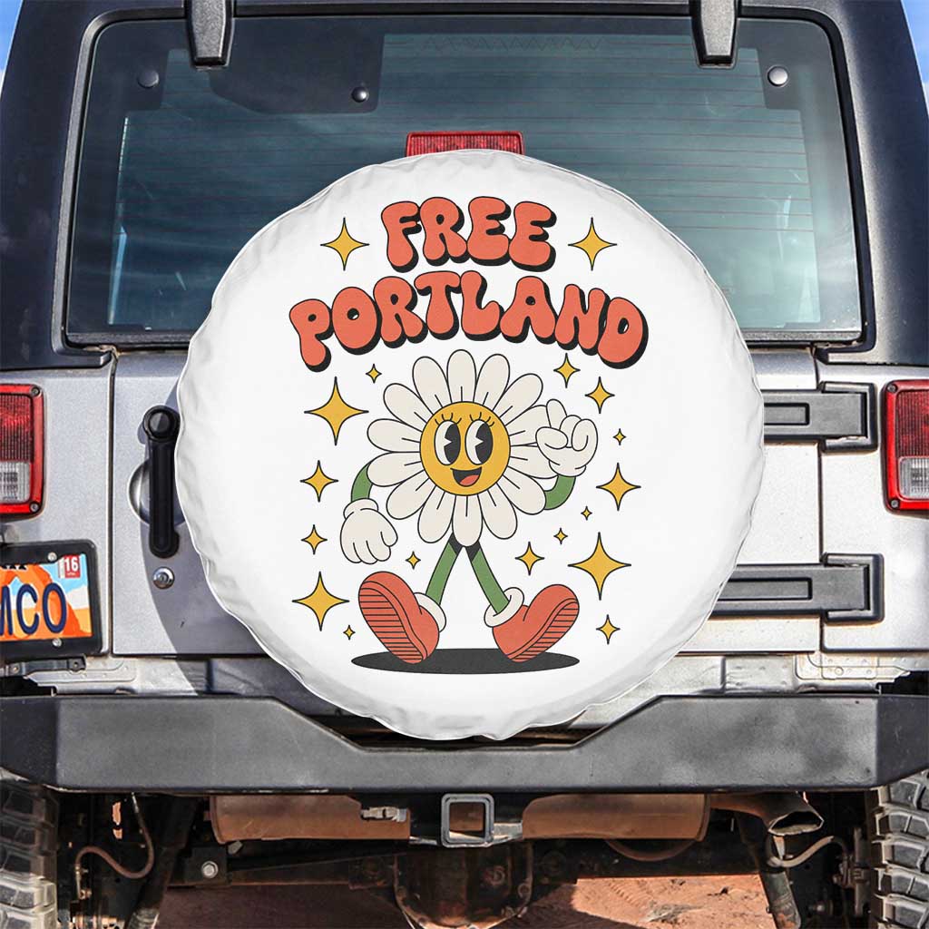 Retro Daisy Free Portland Spare Tire Cover Oregon Freedom Fighter Flower Groovy Graphic - Wonder Print Shop