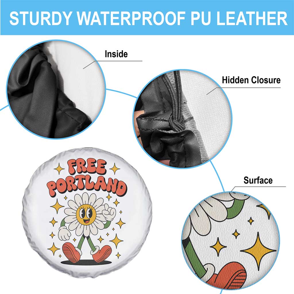 Retro Daisy Free Portland Spare Tire Cover Oregon Freedom Fighter Flower Groovy Graphic - Wonder Print Shop