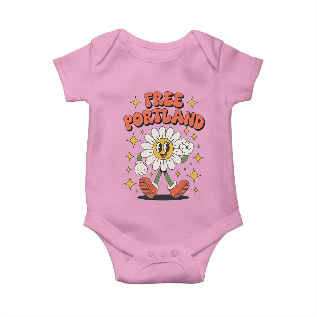 Retro Daisy Free Portland Baby Onesie Oregon Freedom Fighter Flower Groovy Graphic - Wonder Print Shop