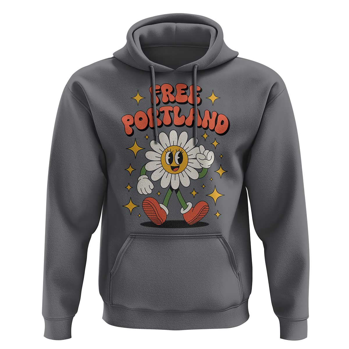 Retro Daisy Free Portland Hoodie Oregon Freedom Fighter Flower Groovy Graphic - Wonder Print Shop