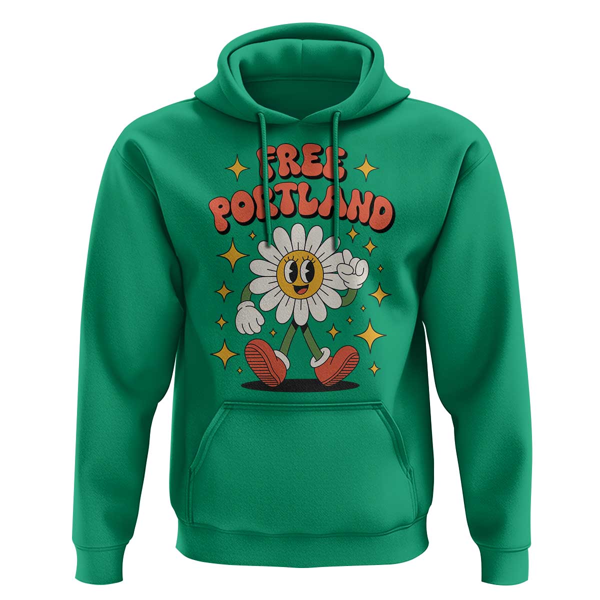 Retro Daisy Free Portland Hoodie Oregon Freedom Fighter Flower Groovy Graphic - Wonder Print Shop