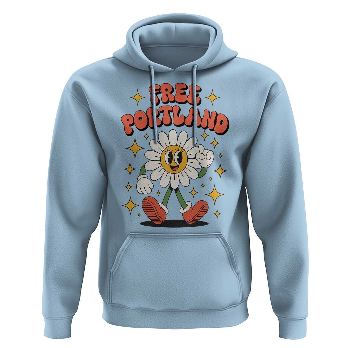 Retro Daisy Free Portland Hoodie Oregon Freedom Fighter Flower Groovy Graphic - Wonder Print Shop