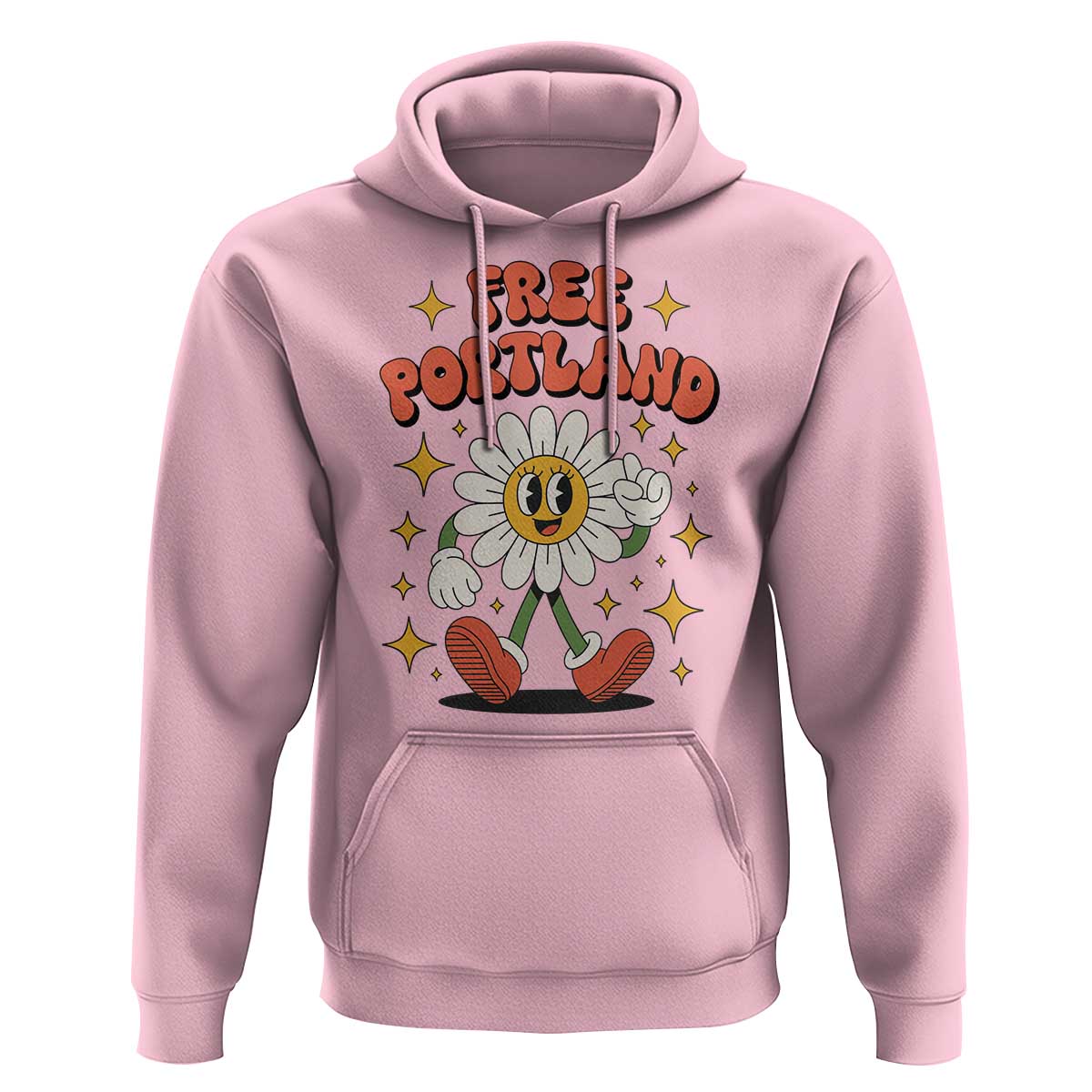 Retro Daisy Free Portland Hoodie Oregon Freedom Fighter Flower Groovy Graphic - Wonder Print Shop